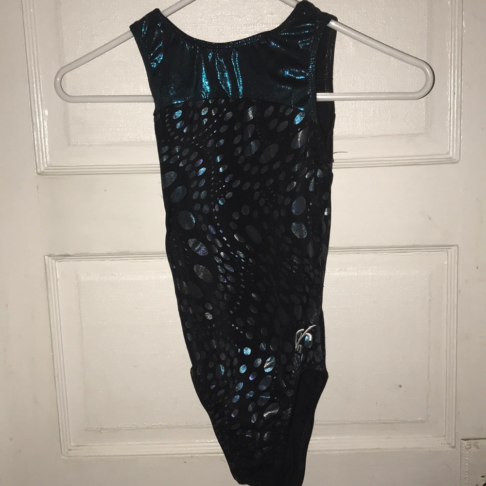 GK Elite Black/teal spotted Leotard